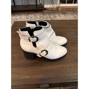 New Look White Platform Buckle Boots Size 37 6